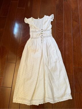 RAGA Ivory Eyelet Maxi Dress with Buttoned Waist